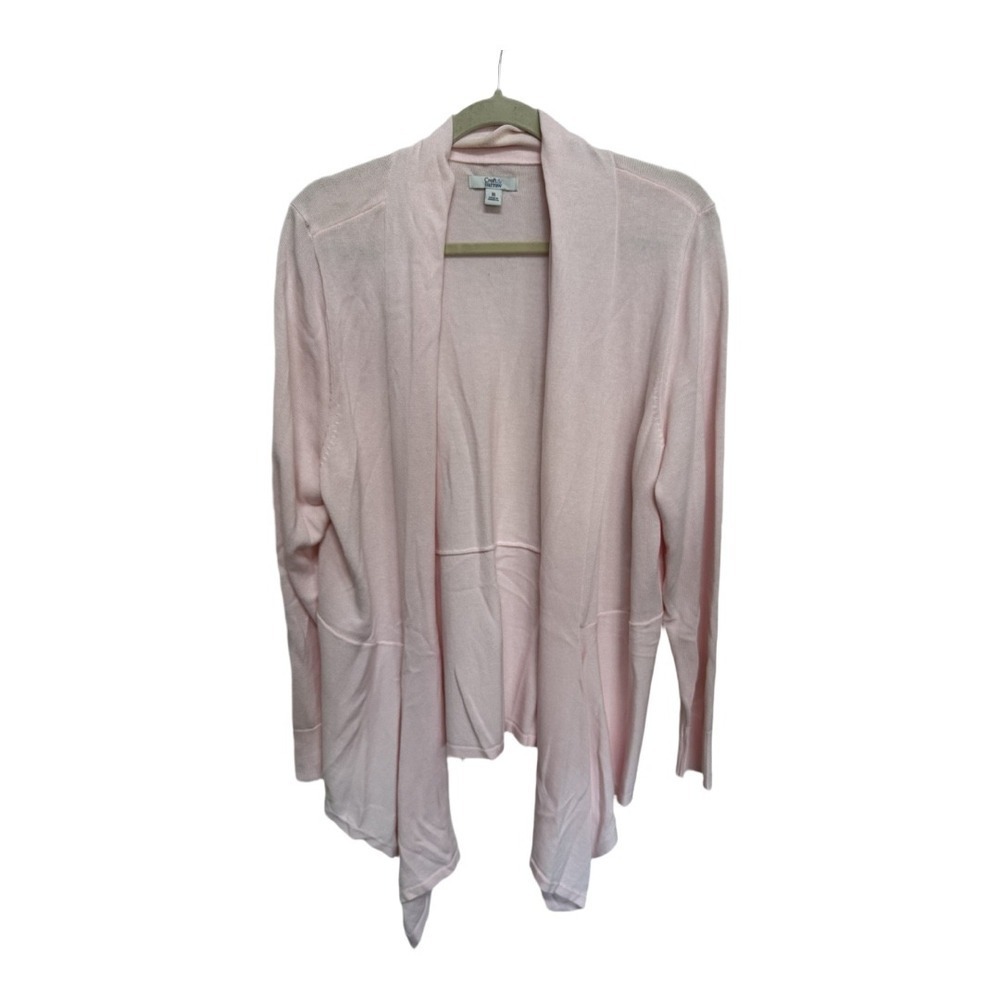 Croft and Barrow Pink Cardigan Open Front Cotton Stretch Long Sleeve Sz LG